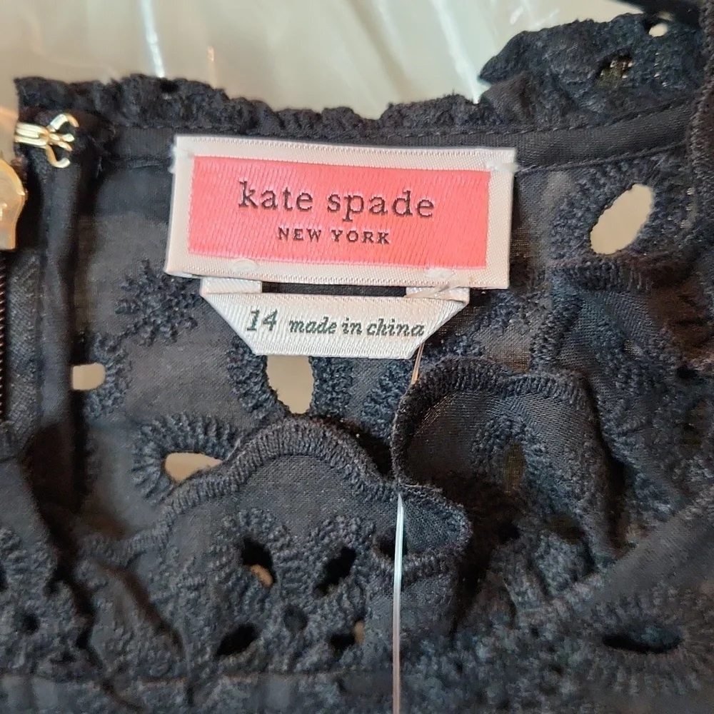 SALE! Kate Spade Black Daisy Eyelet Sleeveless Top Size 14 100% Cotton, Pristine - Picture 2 of 15